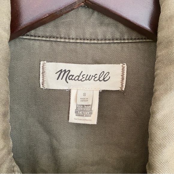 Madewell Chino Safari Jacket in Faded Ivy Small Cotton Cargo Utility Belted - Picture 6 of 10